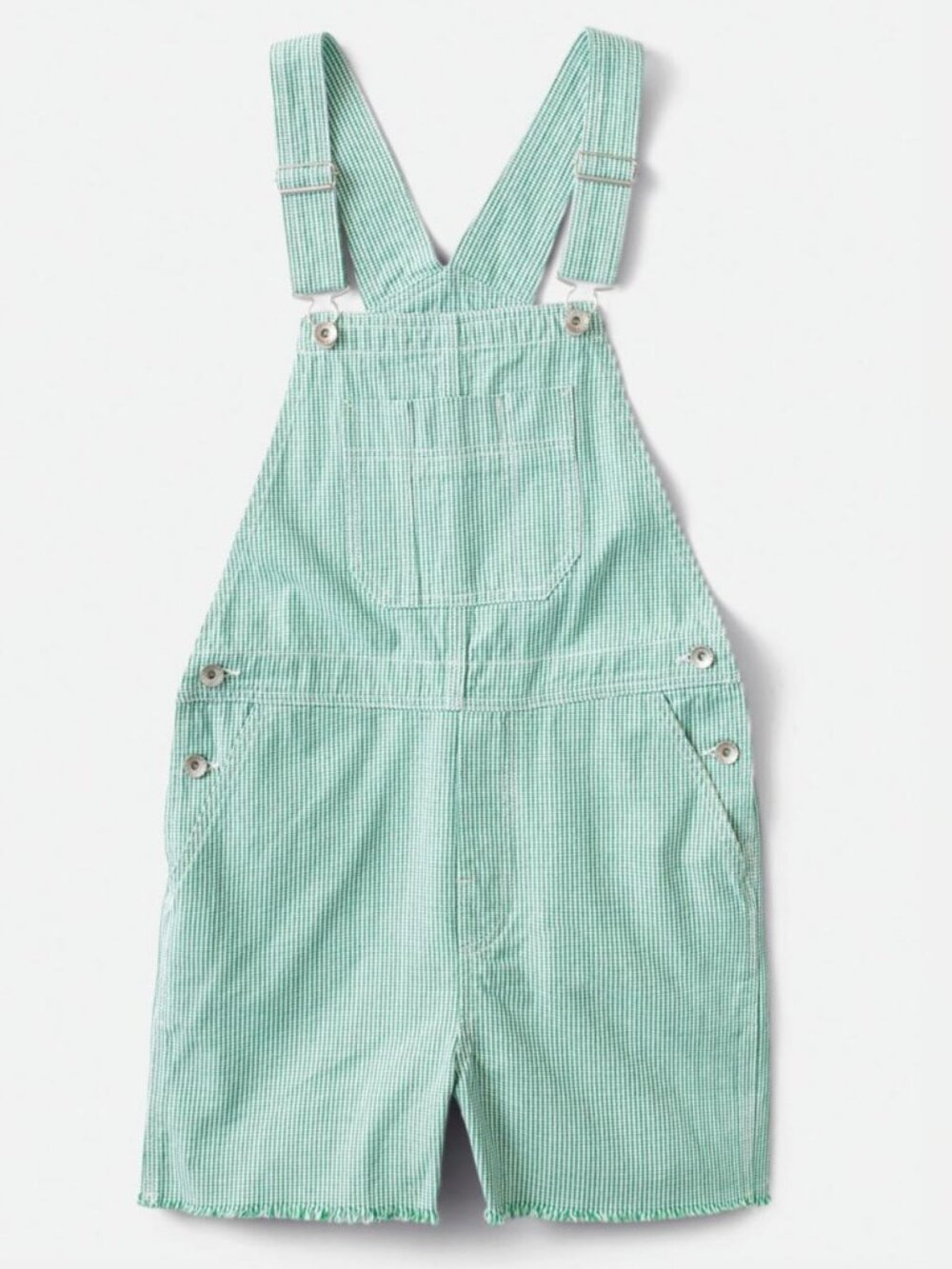 Brixton Christina green white gingham short overalls